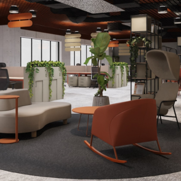 Nowoczesne biuro w ciepłych tonacjach